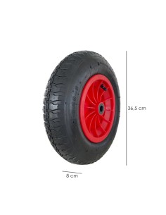 Rueda Carretilla Invernadero Neumática Llanta Plástico, Ø 370 mm. Eje Ø 20 mm. 2