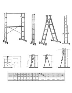 Andamio Aluminio Móvil Altura Máxima 3 Metros. Escalera Doble, Escalera Tijera, Escalera Profesional, Escalera Telescopica, 2