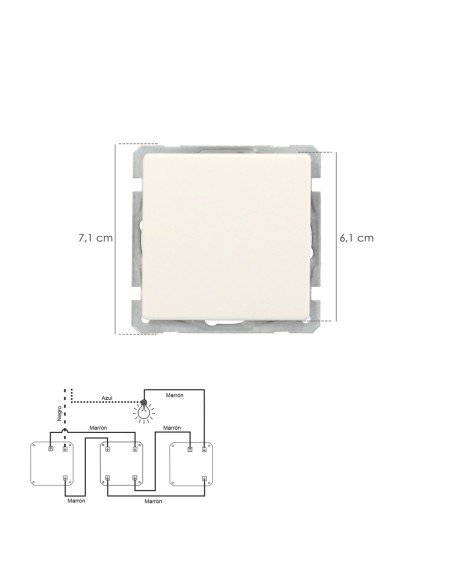 Interruptor Conmutador Cruzado (Mecanismo) Interruptor Pared, Bastidor Metalico, Interruptor Luz, Pulsador. Color Blanco