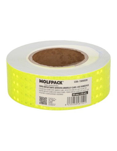Cinta Adhesiva Reflectante Amarillo Claro 50 mm. x 33 metros. Uso doméstico.