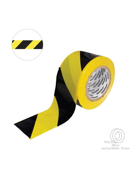 Cinta Señalización Polietileno Amarilla/Negra Rollo 200mt X 70mm