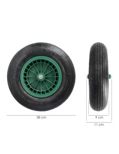 Rueda Carretilla Neumatica Para Carretilla Obra / Jardin Llanta Plastico Eje Ø 20 mm. Rueda Carretilla Jardin, Carro Invernadero 2