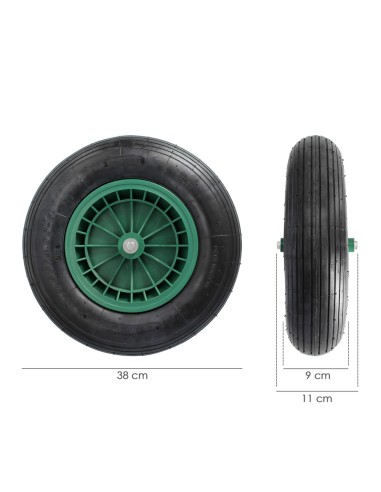 Rueda Carretilla Neumatica Para Carretilla Obra / Jardin Llanta Plastico Eje Ø 20 mm. Rueda Carretilla Jardin, Carro Invernadero