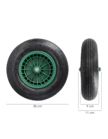 Rueda Carretilla Neumatica Para Carretilla Obra / Jardin Llanta Plastico Eje Ø 20 mm. Rueda Carretilla Jardin, Carro Invernadero