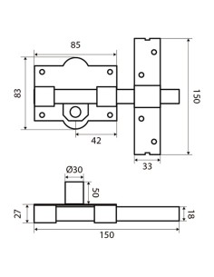 Cerrojo Seguridad Fac 946-RP/80 Serie UVE Dorado Antibumping 2