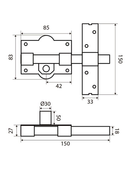 Cerrojo Seguridad Fac 946-RP/80 Serie UVE Niquelado Antibumping