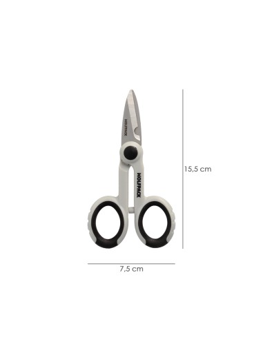 Tijeras Electricista 140 mm. Mango TPR No tension. Hojas Acero Inoxidable, Ergonomicas, Tijeras Cortar Cable, Pelacables
