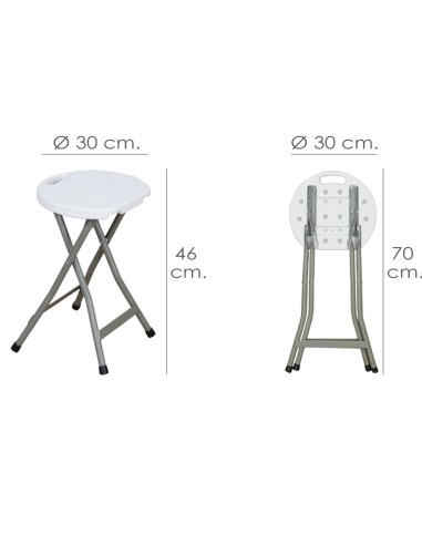 Taburete Plegable Ø 33x46 cm. Taburete Camping, Playa, Jardín Terrazas, Excursiones, Etc.
