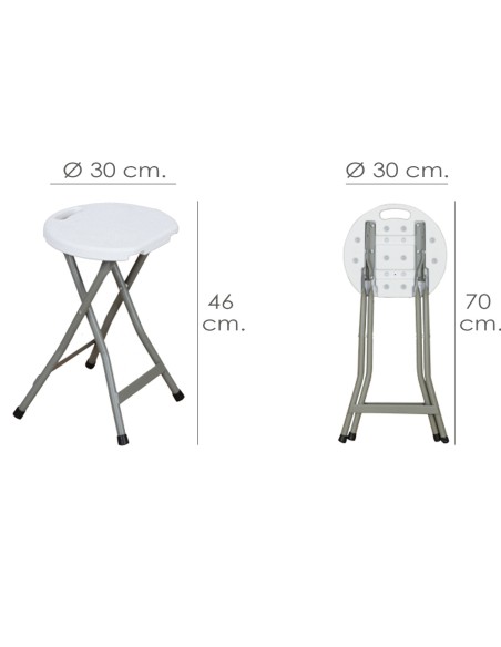 Taburete Plegable Ø 33x46 cm. Taburete Camping, Playa, Jardín Terrazas, Excursiones, Etc.