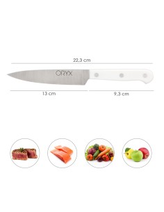 Cuchillo Husky Cocina 13 cm. Hoja Acero Inoxidable, Cuchillo Carne, Cuchillo Pescado, Cuchillo Chef, Mango Ergonomico Blanco 2