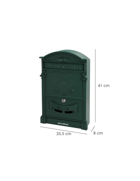 Buzon Jardín Aluminio Fundido Verde Palace 255 x 410 x 90 mm.