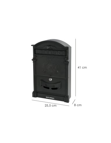 Buzon Jardín Aluminio Fundido Palace Gris Antracita 255 x 410 x 90 mm.