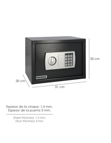 Caja Fuerte Sobreponer Electrica 31x20x20 cm.