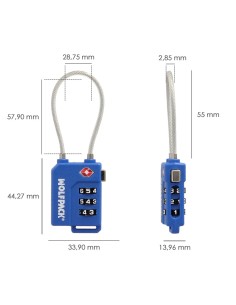 Candado Seguridad Equipaje Tsa 3 Digitos Con Cable Acero. Candado Combinación, Maleta, Viaje, Mochilas, Seguridad 2