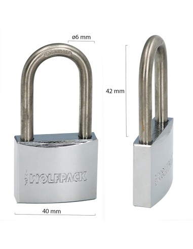 Candado Inoxidable Arco Largo 40mm.