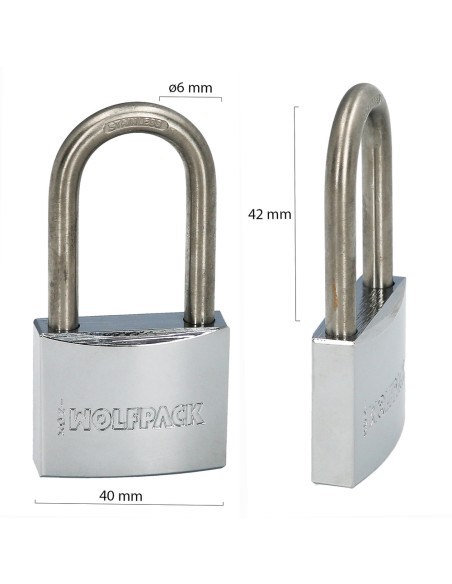Candado Inoxidable Arco Largo 40mm.