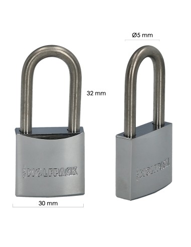 Candado Inoxidable Arco Largo 30mm.