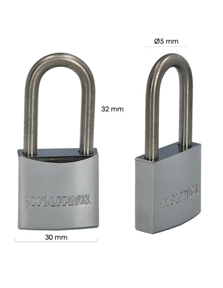 Candado Inoxidable Arco Largo 30mm.