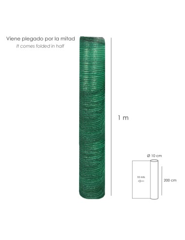 Malla Sombreo Rollo 2,0 x 10 Metros, Reduce Radiación, Protección Jardín y Terraza, Regula Temperatura, Color Verde Claro