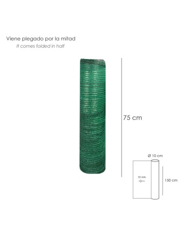Malla Sombreo Rollo 1,5 x 10 Metros, Reduce Radiación, Protección Jardín y Terraza, Regula Temperatura, Color Verde Claro
