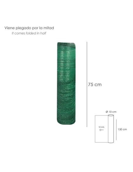 Malla Sombreo Rollo 1,5 x 10 Metros, Reduce Radiación, Protección Jardín y Terraza, Regula Temperatura, Color Verde Claro