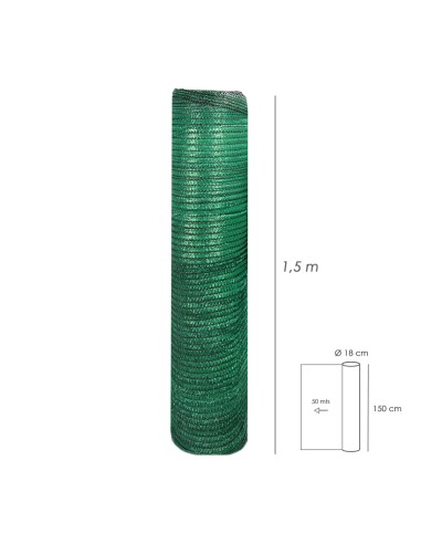 Malla Sombreo Rollo 1,5 x 50 metros, Reduce Radiación, Protección Jardín y Terraza, Regula Temperatura, Color Verde Claro
