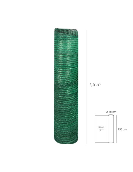 Malla Sombreo Rollo 1,5 x 50 metros, Reduce Radiación, Protección Jardín y Terraza, Regula Temperatura, Color Verde Claro