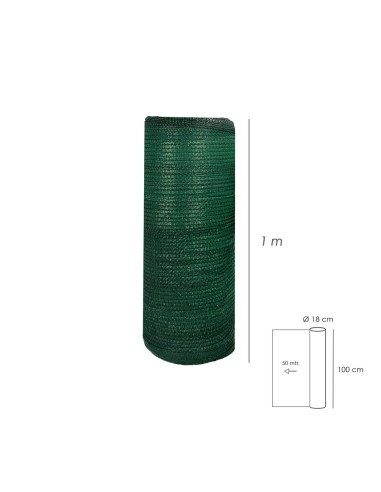 Malla Sombreo Rollo 1 x 50 metros, Reduce Radiación, Protección Jardín y Terraza, Regula Temperatura, Color Verde Claro