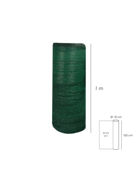 Malla Sombreo Rollo 1 x 50 metros, Reduce Radiación, Protección Jardín y Terraza, Regula Temperatura, Color Verde Claro
