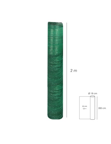 Malla Sombreo Rollo 2 x 50 metros, Reduce Radiación, Protección Jardín y Terraza, Regula Temperatura, Color Verde Claro