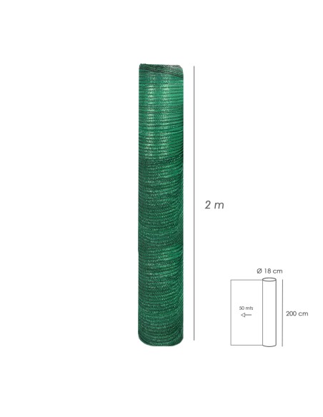 Malla Sombreo Rollo 2 x 50 metros, Reduce Radiación, Protección Jardín y Terraza, Regula Temperatura, Color Verde Claro