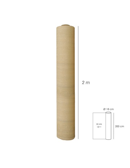 Malla Sombreo Rollo 2 x 50 metros, Reduce Radiación, Protección Jardín y Terraza, Regula Temperatura, Color Beige