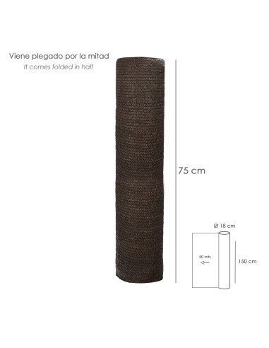 Malla Sombreo Rollo 1,5 x 50 metros, Reduce Radiación, Protección Jardín y Terraza, Regula Temperatura, Color Marrón