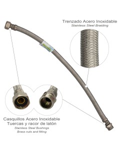Latiguillo Flexible Reforzado Acero Inoxidable Termo Macho 1/2" - Hembra 1/2" Longitud 500 mm 2
