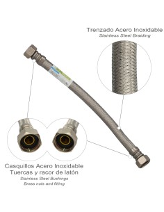 Latiguillo Flexible Reforzado Acero Inoxidable Termo Hembra 1/2" - Hembra 1/2" Longitud 300 mm 2