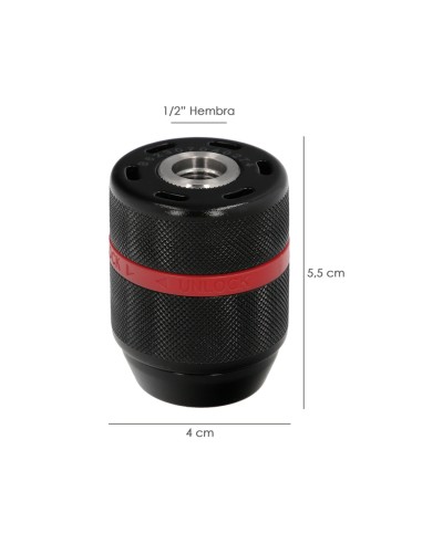Portabrocas Sin Llave Metalico 1/2" Hembra. Brocas Hasta Ø 13 mm. Mandril taladro
