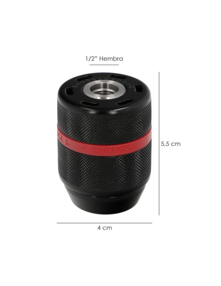 Portabrocas Sin Llave Metalico 1/2" Hembra. Brocas Hasta Ø 13 mm. Mandril taladro