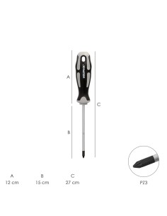 Destornillador Pozidriv Acero S2 Mango TPR Bimaterial. Medida PZ 3 x Ø 8 x 150 mm. DIN5262. 2