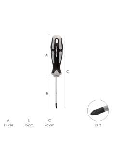 Destornillador Phillips Acero S2 Mango TPR Bimaterial. Medida PH 2 x Ø 6,0 x 150 mm. DIN5262. 2
