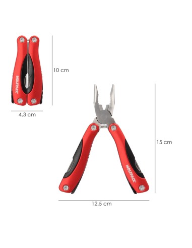 Alicates Multiusos Plegables Con Funda 12 Funciones, Multiherramienta con Alicates, Navaja, Sierra, Destornillador, Lima, Regla