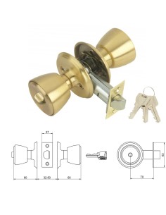 Pomo MCM 501B Con Llave y Condena Latonado Entrada 70 mm. 2