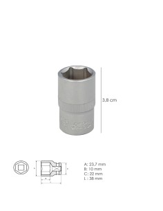 Llave Vaso 1/2" Hexagonal 17 mm. Perfil de 6 caras. Acero Cromo Vanadio, Aristas Redondas 2