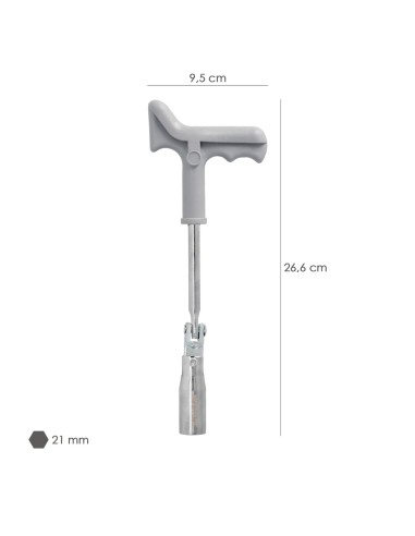 Llave Bujias Articulada 21 mm. Con Mango T