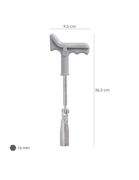 Llave Bujias Articulada 16 mm. Con Mango T