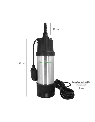 Bomba Aguas Limpias Sumergible Multietapa 1000 W. 5.200 lts/hora, Profundidad 7 Mts, Elevación 35 mts. Presion Max: 3,5 Bares
