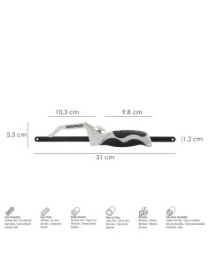 Mini Sierra Empuñadura Aluminio Con Hoja 300 mm. Ajustable, Hoja Corte HSS, Serrucho, Segueta, Segueta, Mini Arco Sierra 2