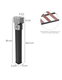 Juego Patas Somier Cuadradas (4 Unidades) Tubo 30x30 mm. Para Somier de 40x30 mm. Altura 25 cm. 2