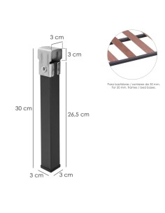 Juego Patas Somier Cuadradas (4 Unidades) Tubo 30x30 mm. Para Somier de 30x30 mm. Altura 25 cm. 2