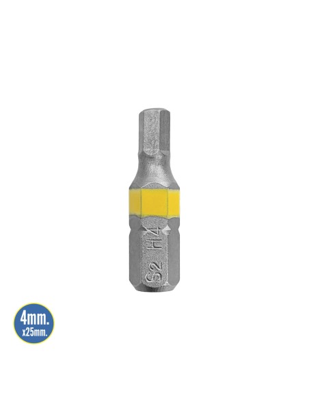 Puntas Destornillador Hexagonal 4,0 mm. (2 Piezas). Acero S2 al Cromo Vanadio. Puntas Hexagonales, Destorpuntas,