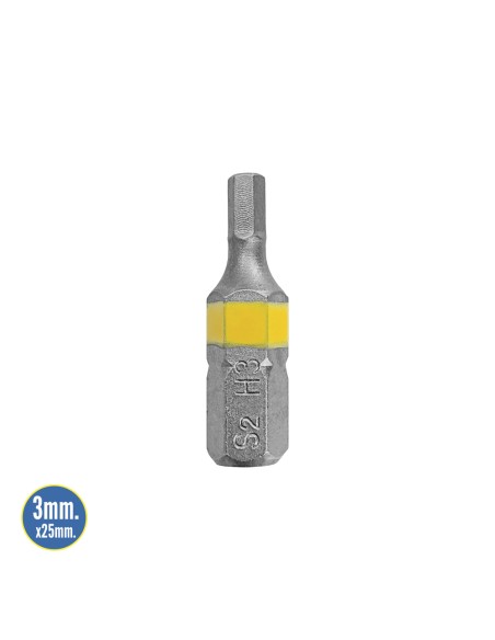 Puntas Destornillador Hexagonal 3,0 mm. (2 Piezas). Acero S2 al Cromo Vanadio. Puntas Hexagonales, Destorpuntas,
